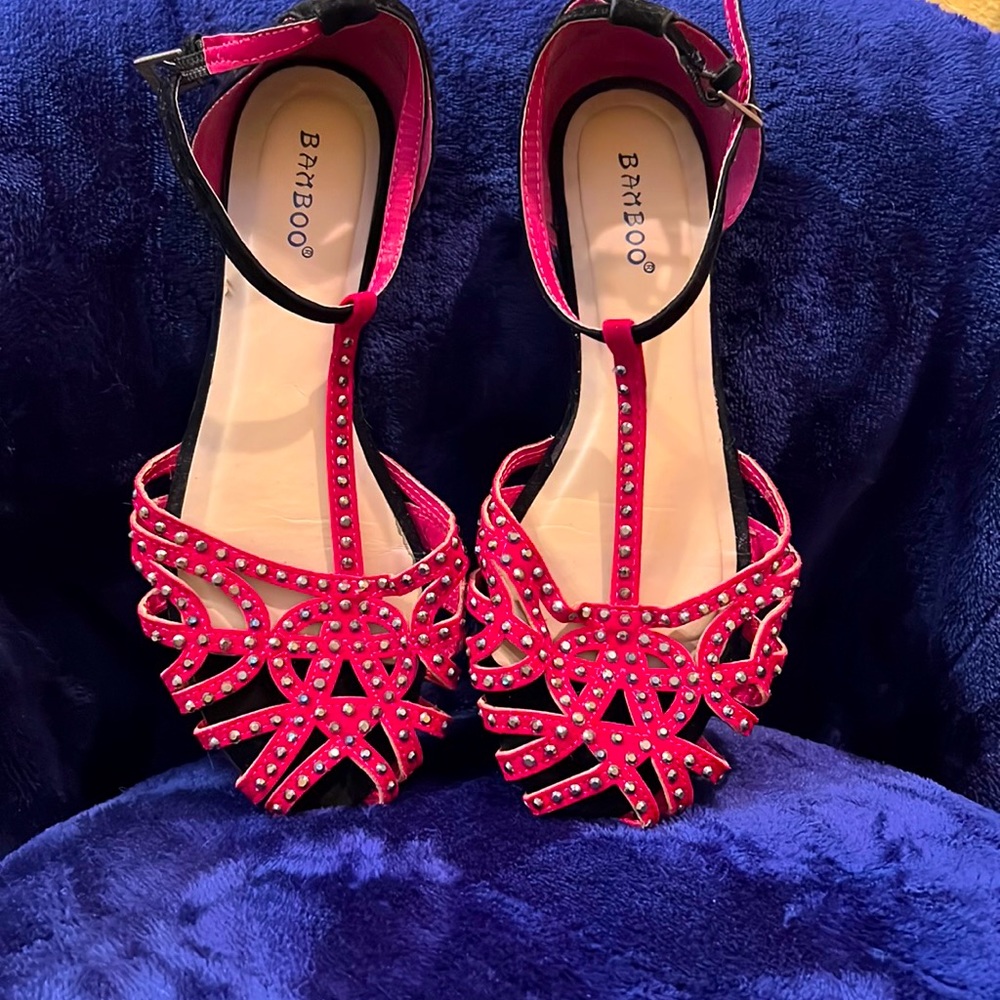 Pink studded flats